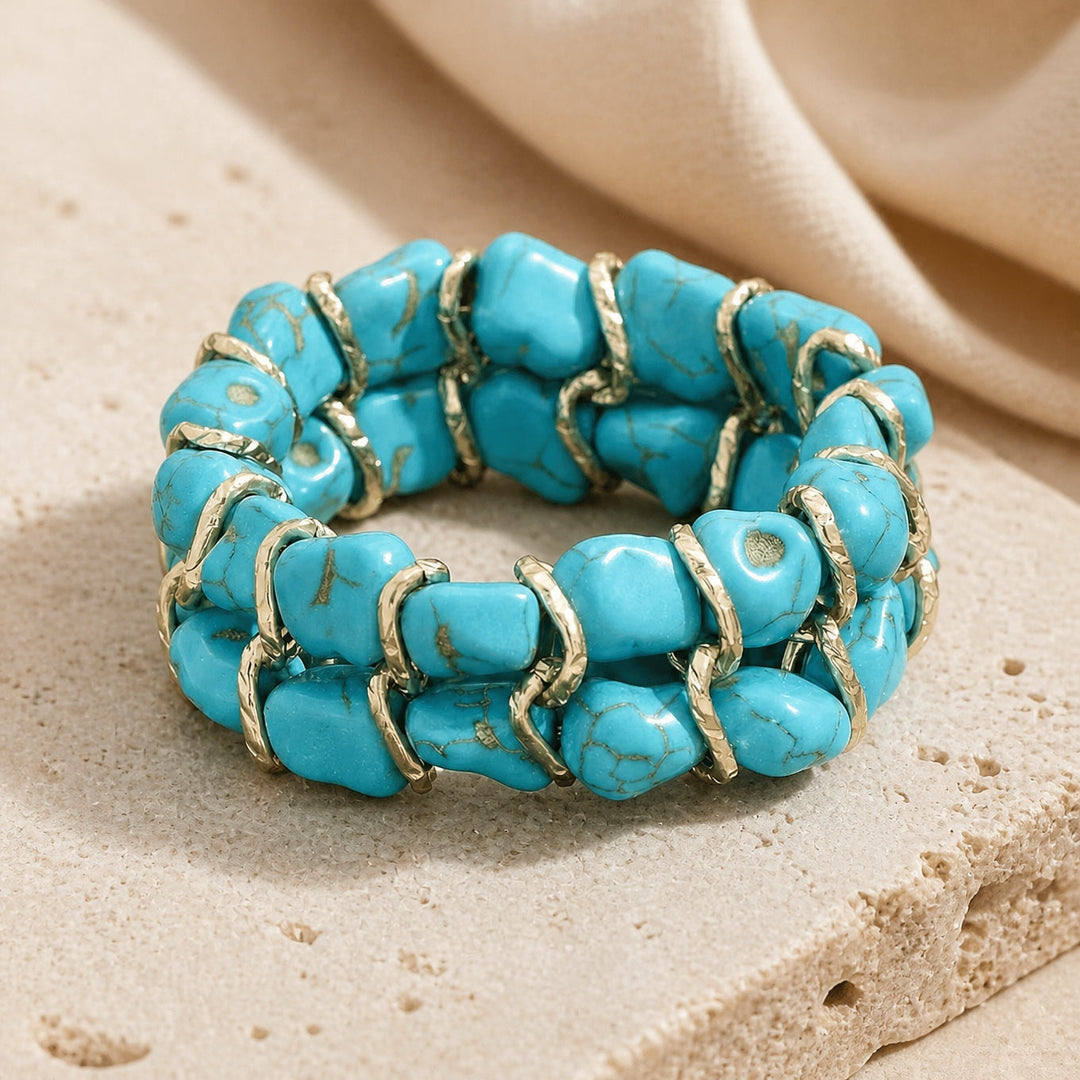 Bracelet en or tressé avec pierre turquoise