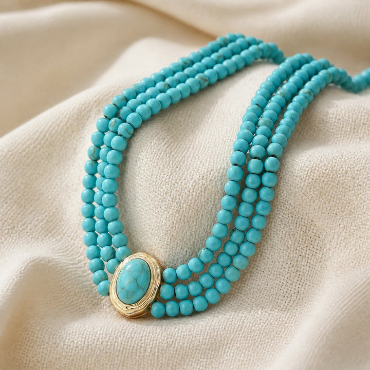 Collier Choker en trois fils turquoise