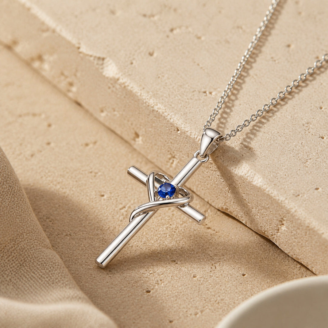 Collier en Saphir Croix