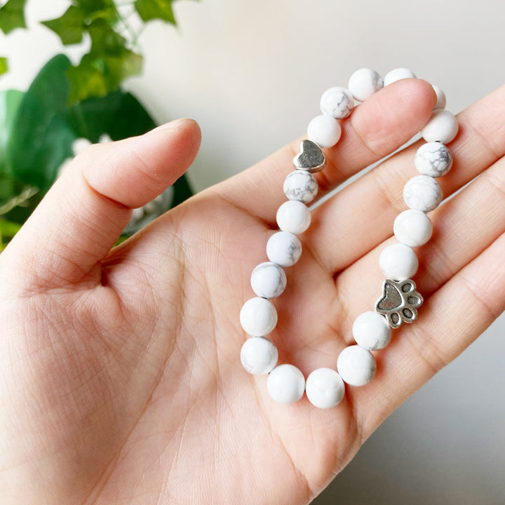 Bracelet en Gemmes Naturelles avec Charms Pattes et Cœur – Design Fait Main