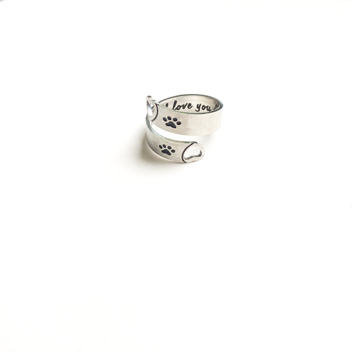 Bague Twist Ajustable Patte et Coeur – Acier Inoxydable