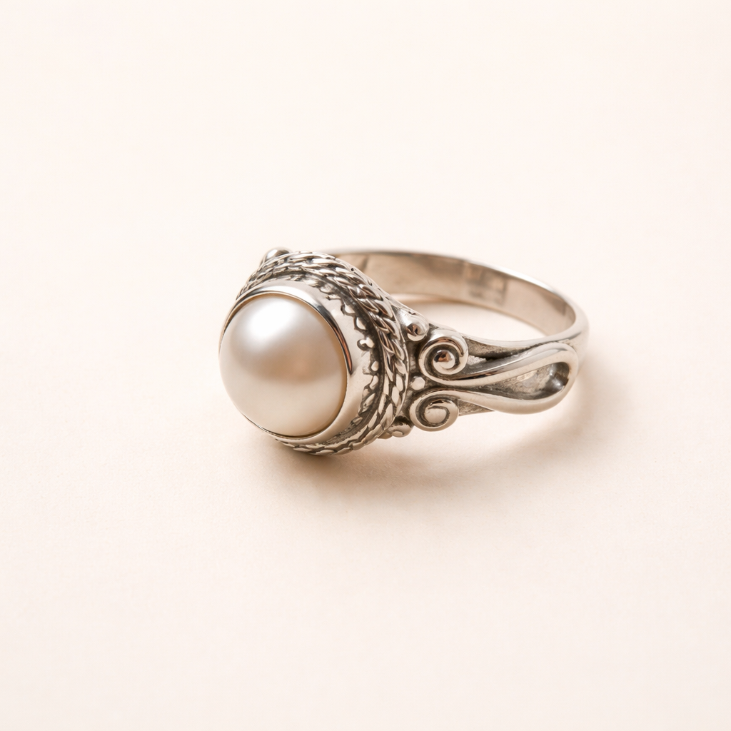 Bague ronde en perles artisanale