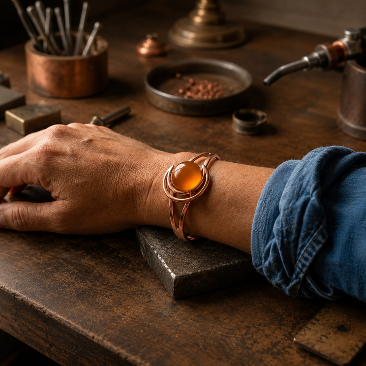 Bracelet en cuivre avec ambre