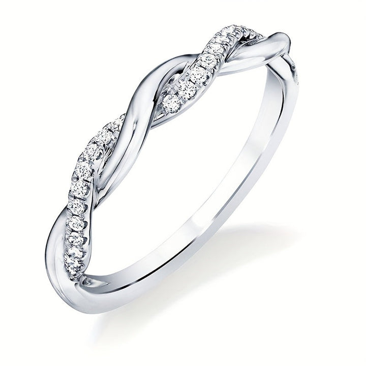 Bague Éternité Torsadée en Zirconium Incrusté Tendance