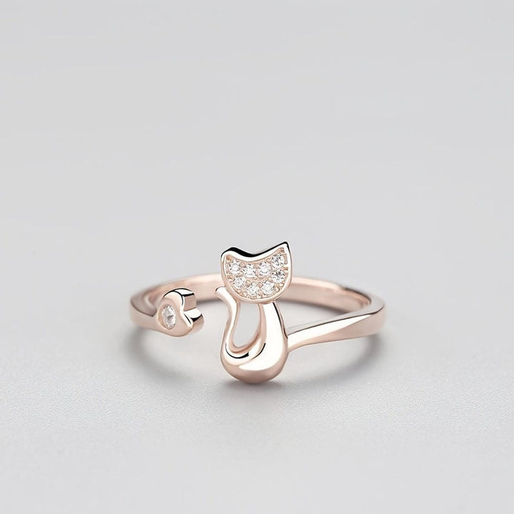 Bague ouverte en zirconium - Chat