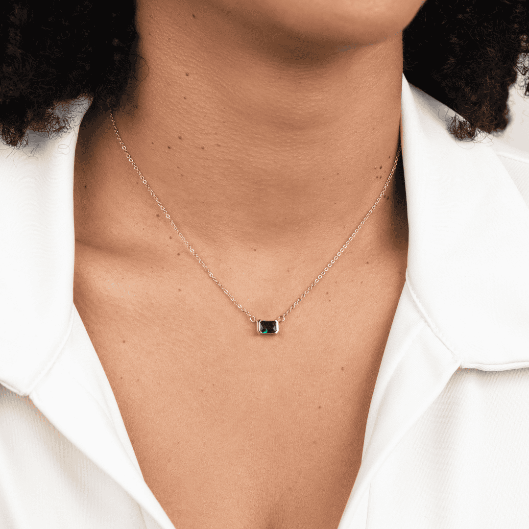 Collier en Émeraude Verte Plaqué Or