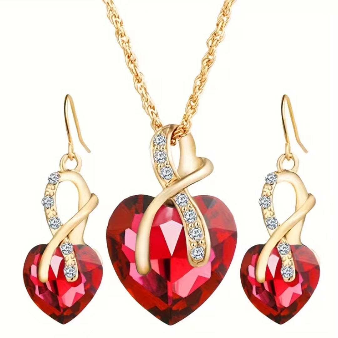 Ensemble de Bijoux Cœur Émeraude Infini