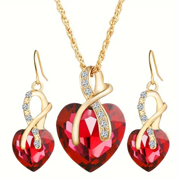 Ensemble de Bijoux Cœur Émeraude Infini