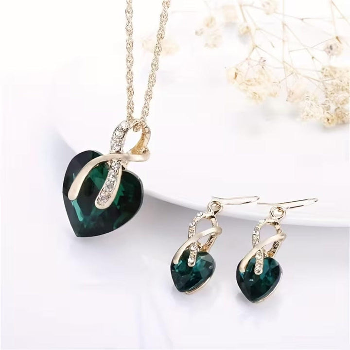 Ensemble de Bijoux Cœur Émeraude Infini