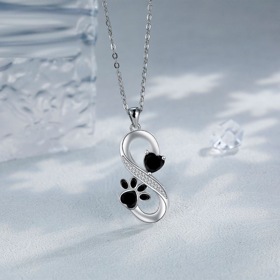 Collier Infini Coeurs avec Empreinte de Patte