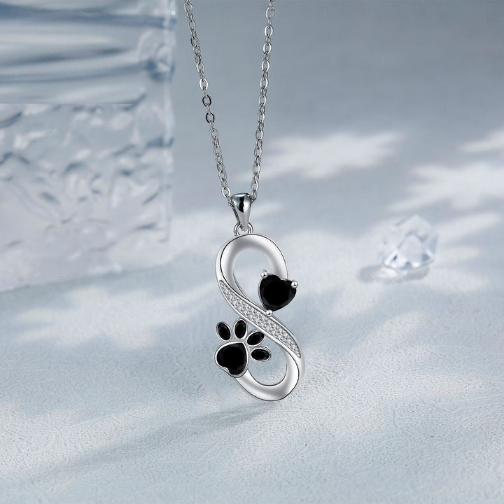Collier Infini Coeurs avec Empreinte de Patte