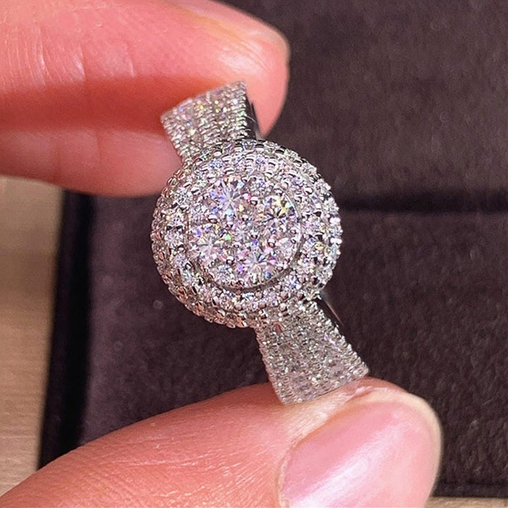 Bague Halo Ronde en Cristaux Pavés