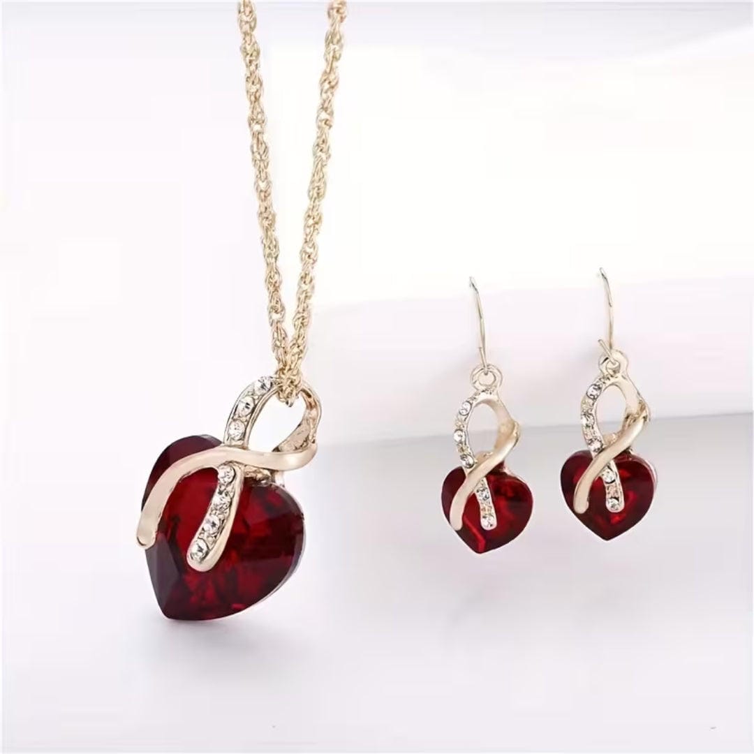 Ensemble de Bijoux Cœur Émeraude Infini