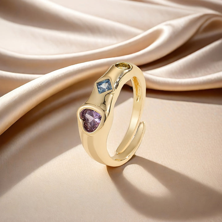 Bague Ouverte en Zirconium Arc-en-Ciel