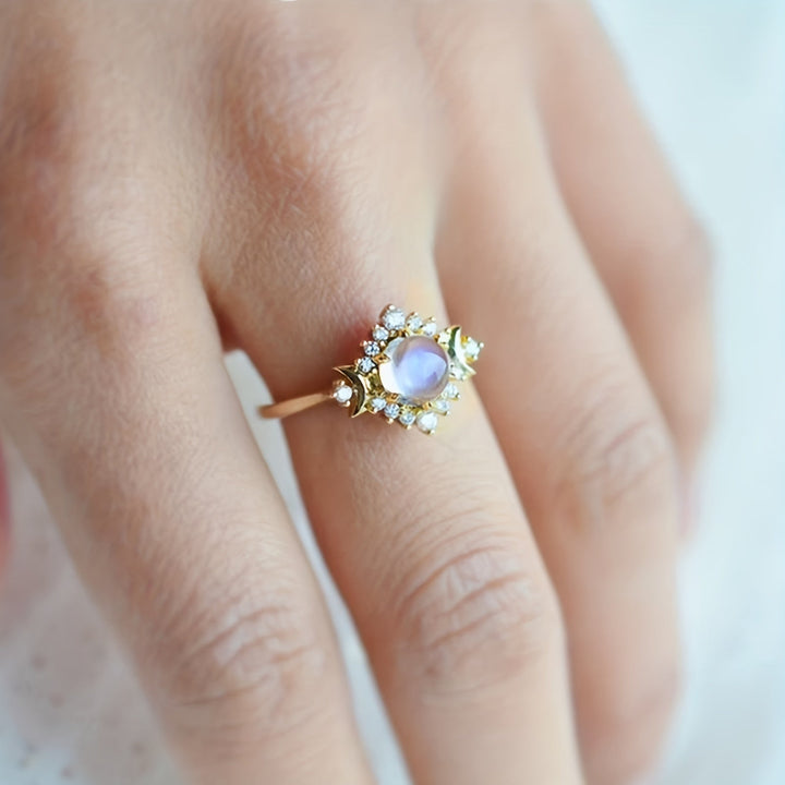 Bague bohémienne en pierre de lune à empiler