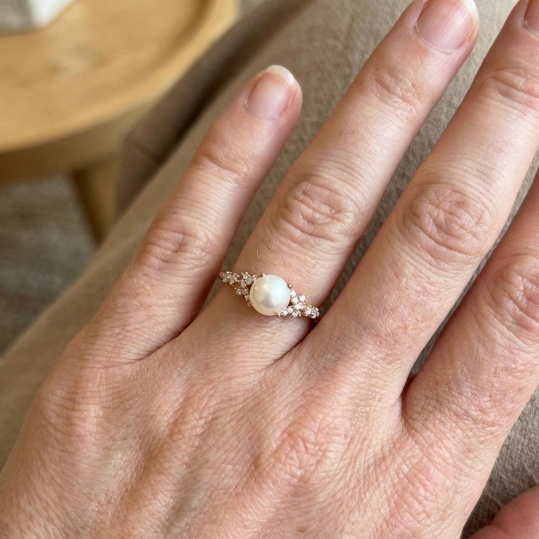 Bague de Promesse Fleur de Perle Accentuée
