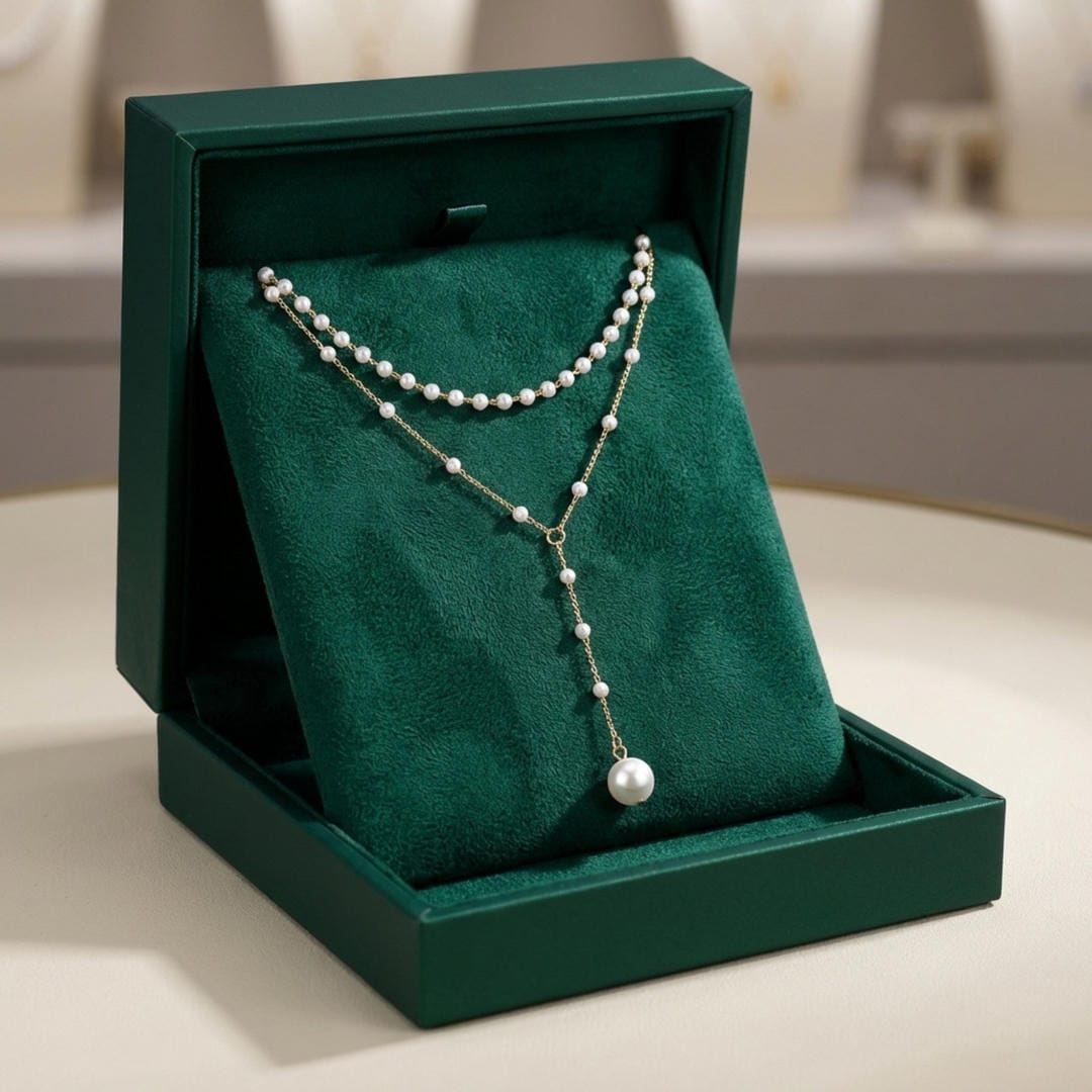 Collier Y superposé en chaîne avec perles