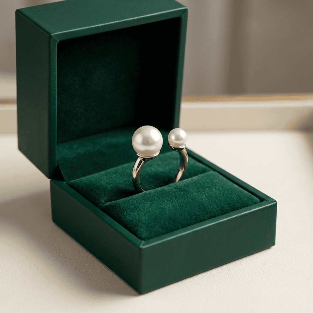 Bague Déclaration Ajustable Duo de Perles
