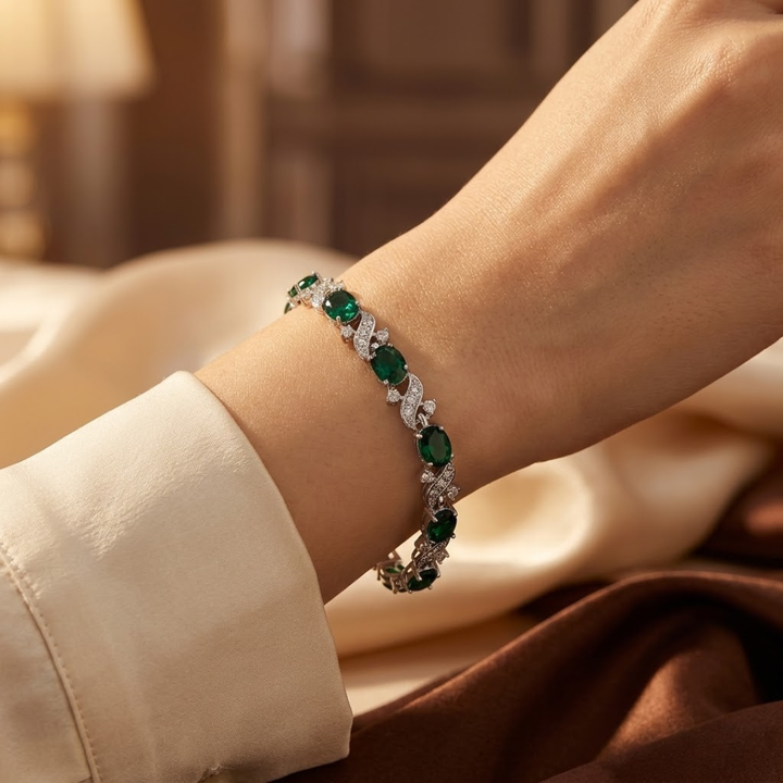 Vintage Silver and Emerald Bracelet
