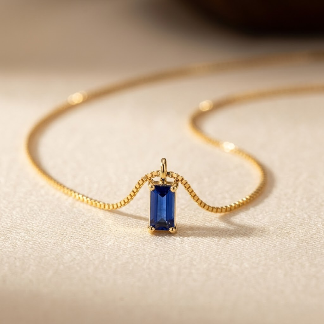 Minimalist Gold and Sapphire Necklace