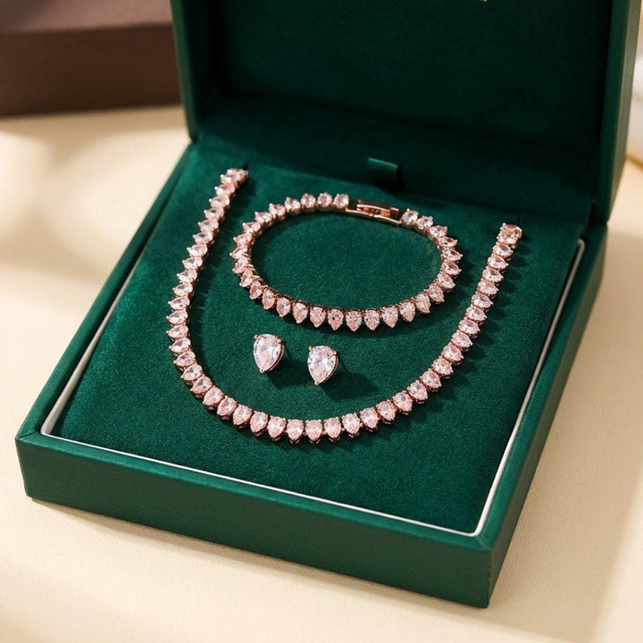 Superbe ensemble complet de mariage en zircon cubique rond clair