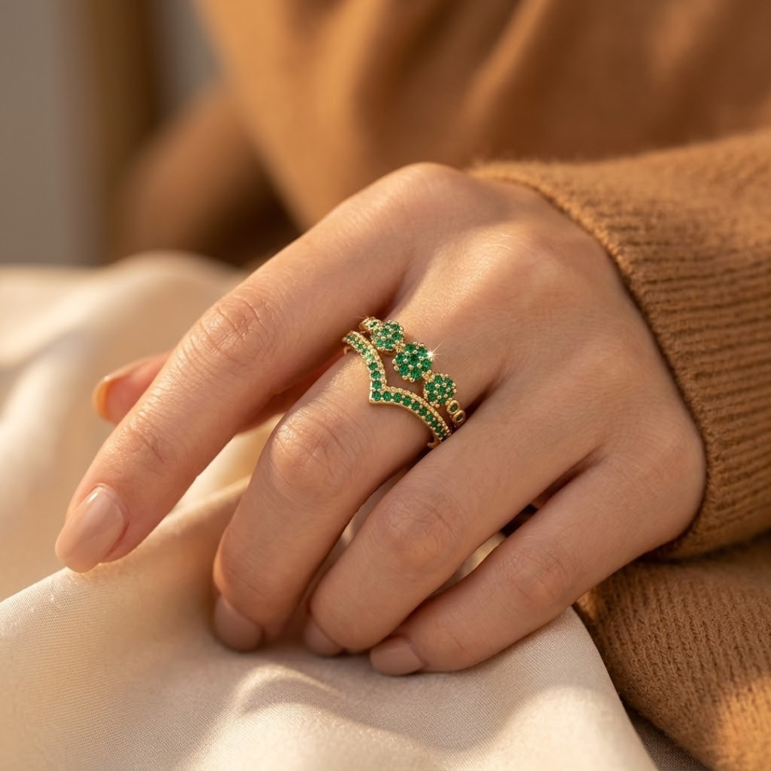 Golden Emerald Ring