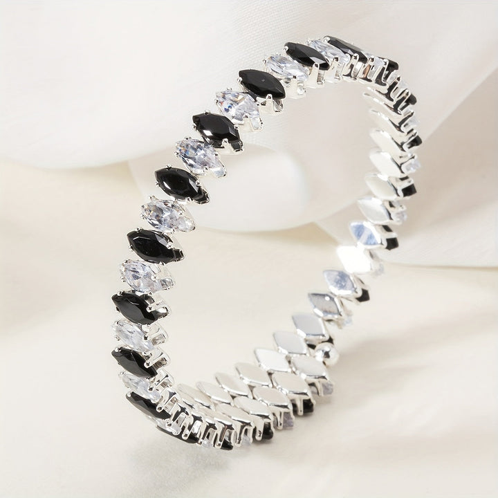 Bracelet Marquise en Zirconium et Onyx