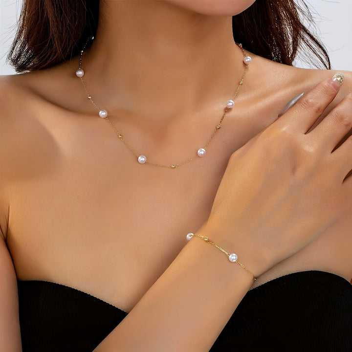 Ensemble de Bijoux en Chaîne de Perles Fines