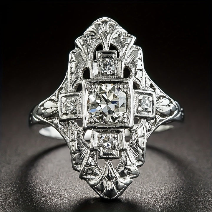 Bague Vintage en Zirconium avec Incrustation Creuse