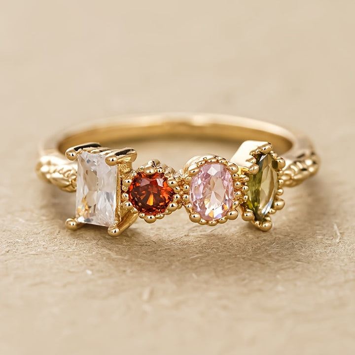 Bague Rétro en Gemmes Multicolores