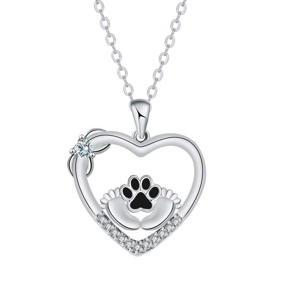 Collier Little Feet avec empreinte de patte de chien et zirconia