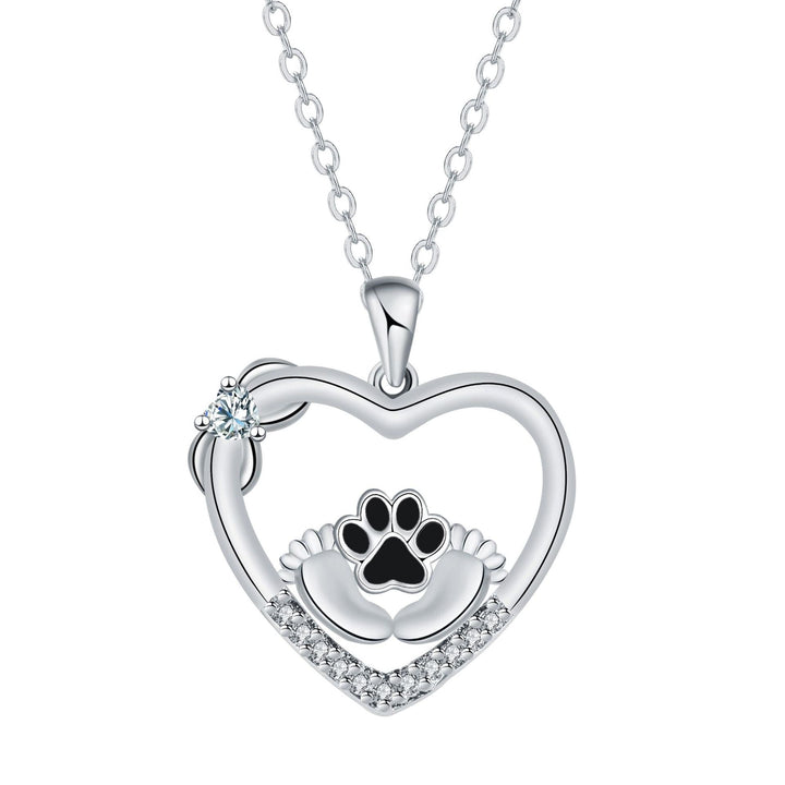 Collier Little Feet avec empreinte de patte de chien et zirconia