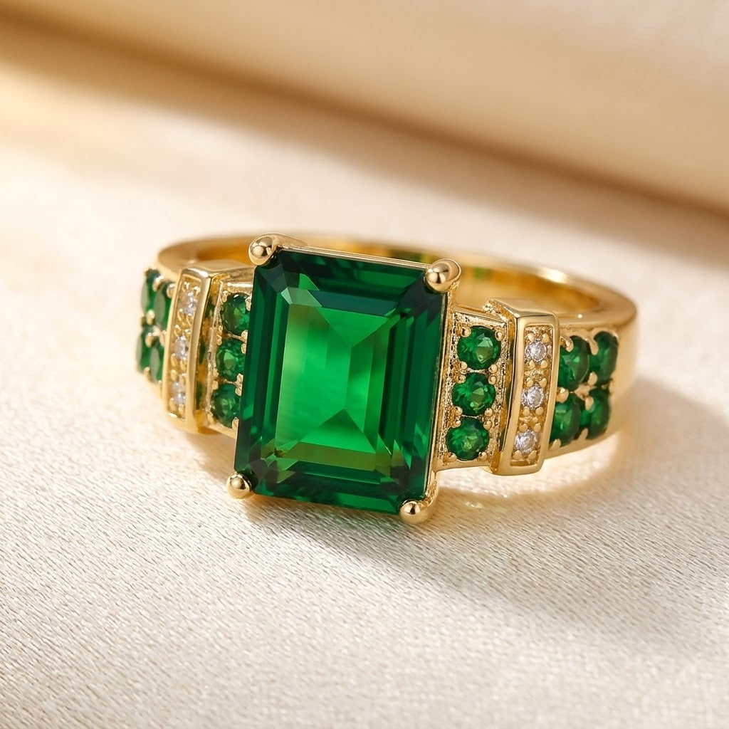 Multi-Stone Emerald and Gold Ring