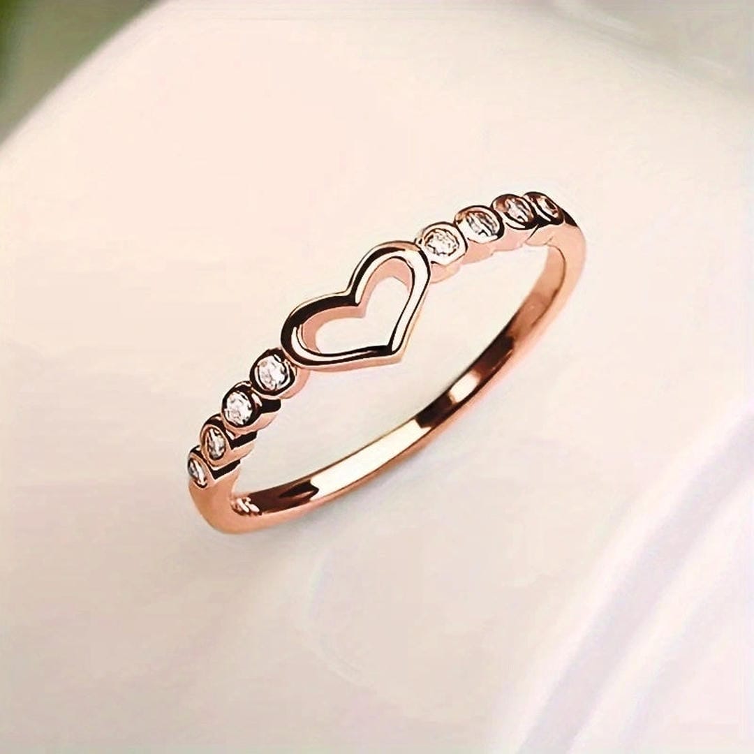 Bague Accent en Cristaux avec Cœur Ouvert