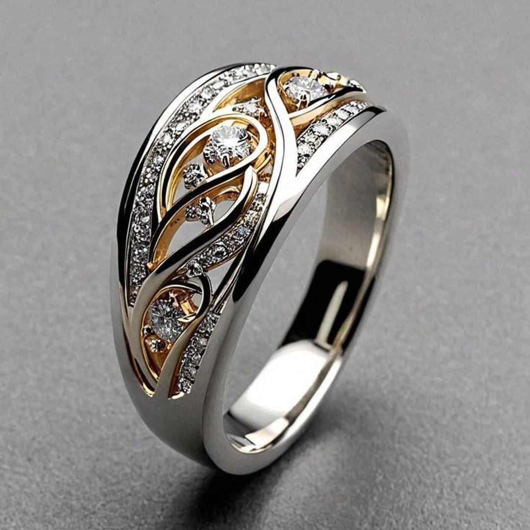 Bague Sculpturale en Or et Argent