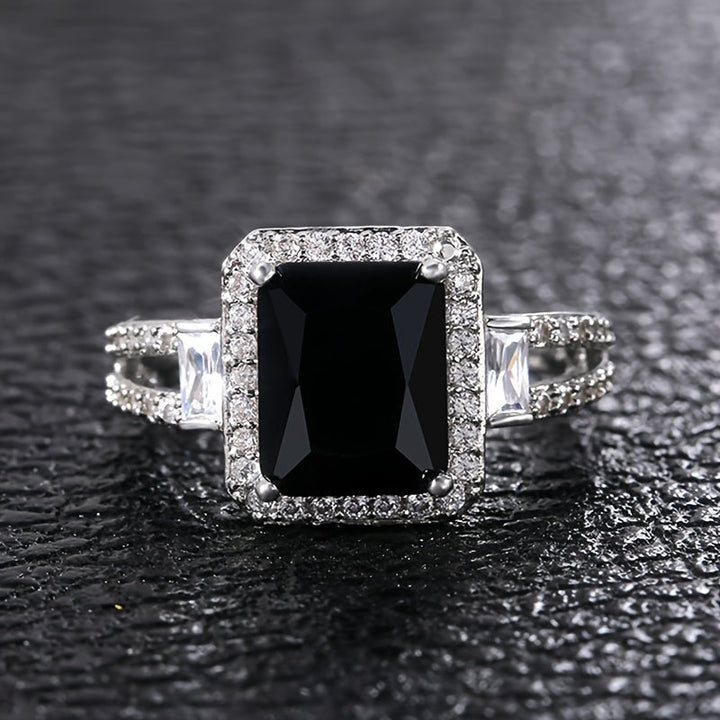 Bague Déclaration en Zirconium avec Onyx Carré