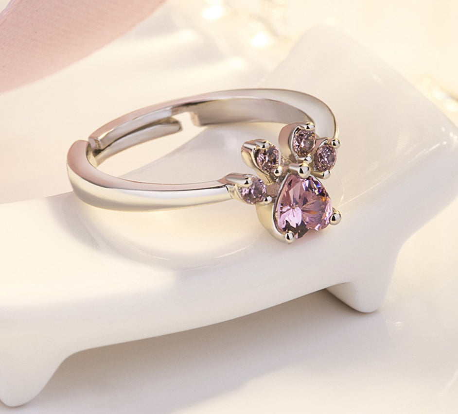 Ensemble de Bijoux Pattes en Or Rose – 4 Pièces avec Cœur en Zirconium (Bague, Collier, Boucles d&