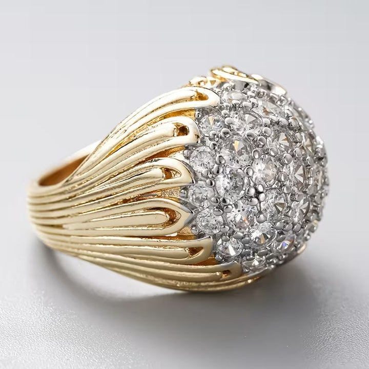 Bague Vintage Ronde en Or et Zirconia