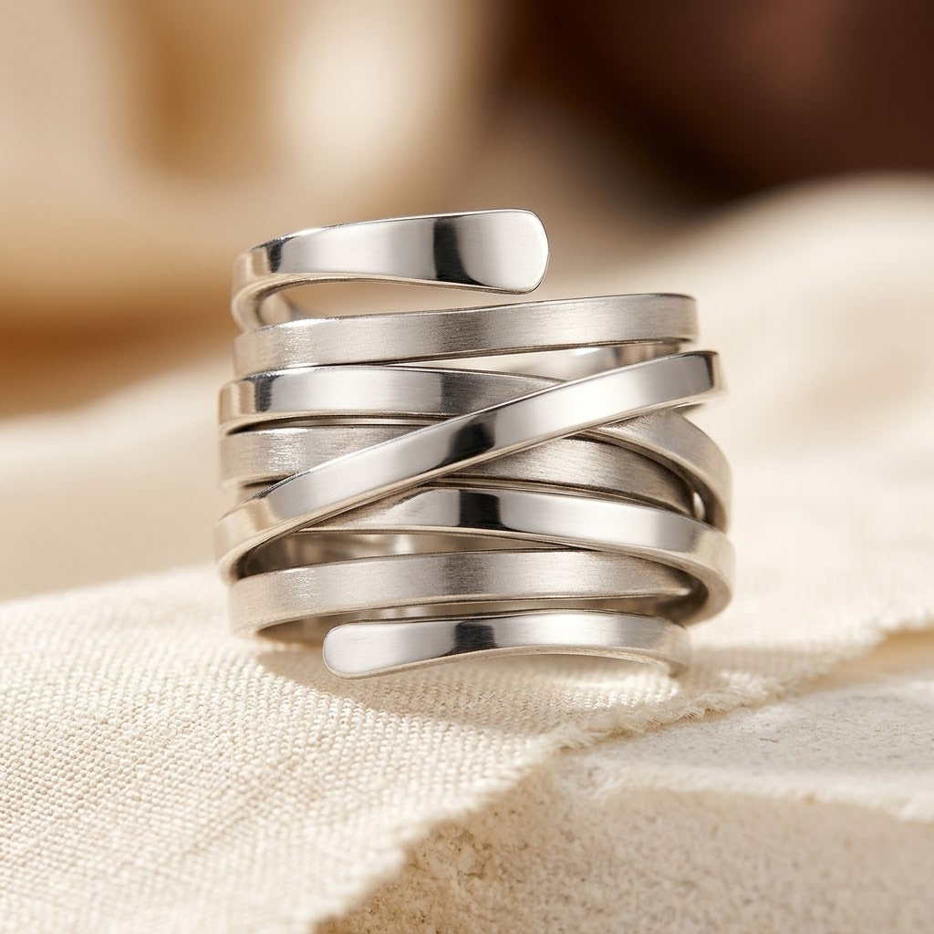 Multi-Band Wrap Ring in Silver