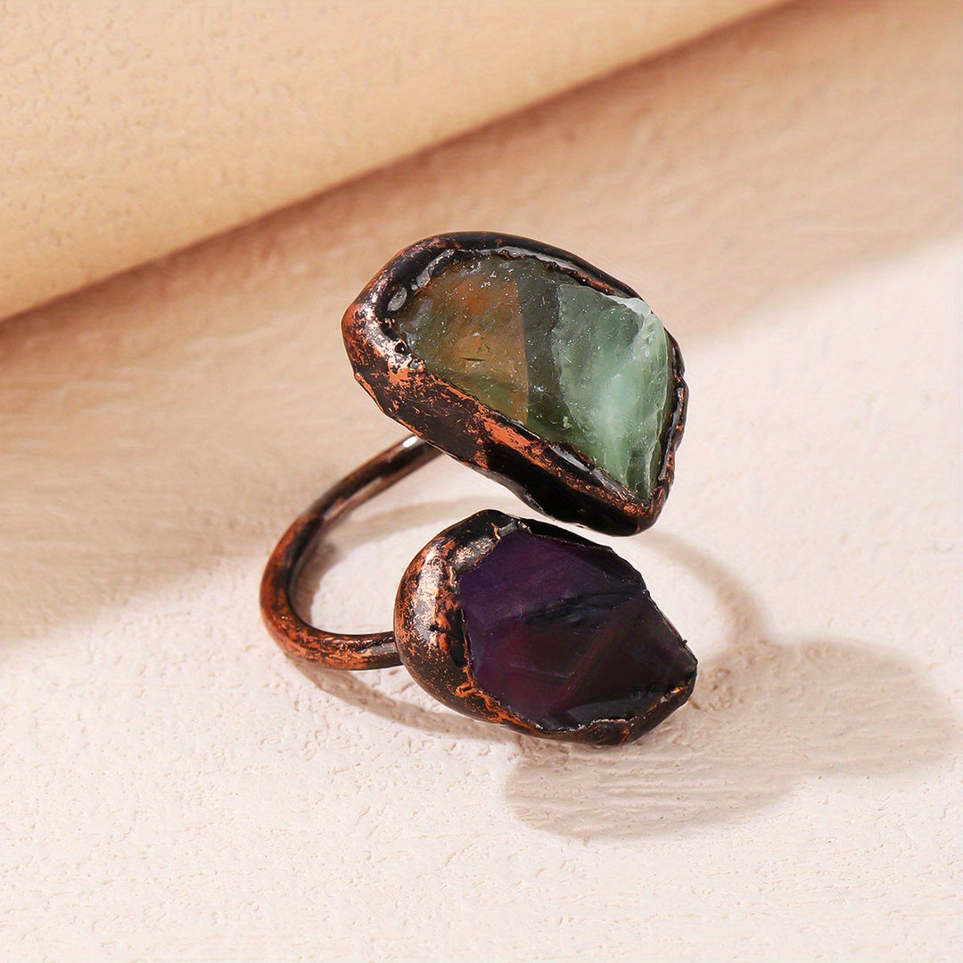 Bague Radieuse à Double Tête en Pierre