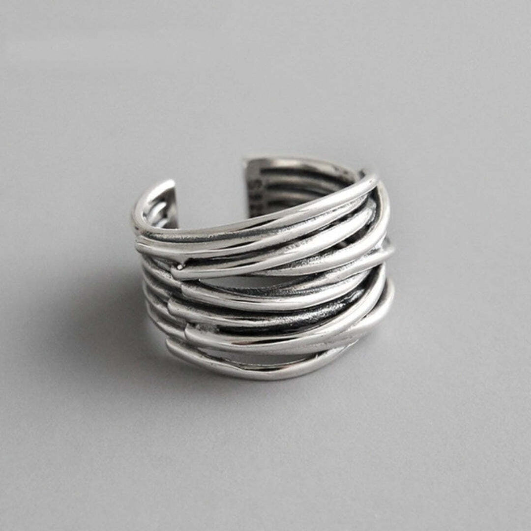 Bague en Argent Ajustable à Fils