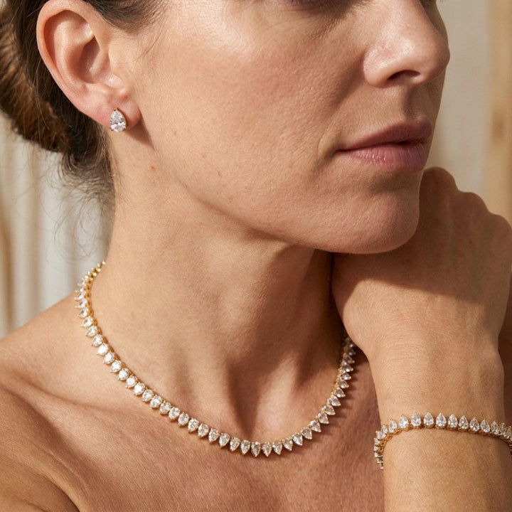 Superbe ensemble complet de mariage en zircon cubique rond clair