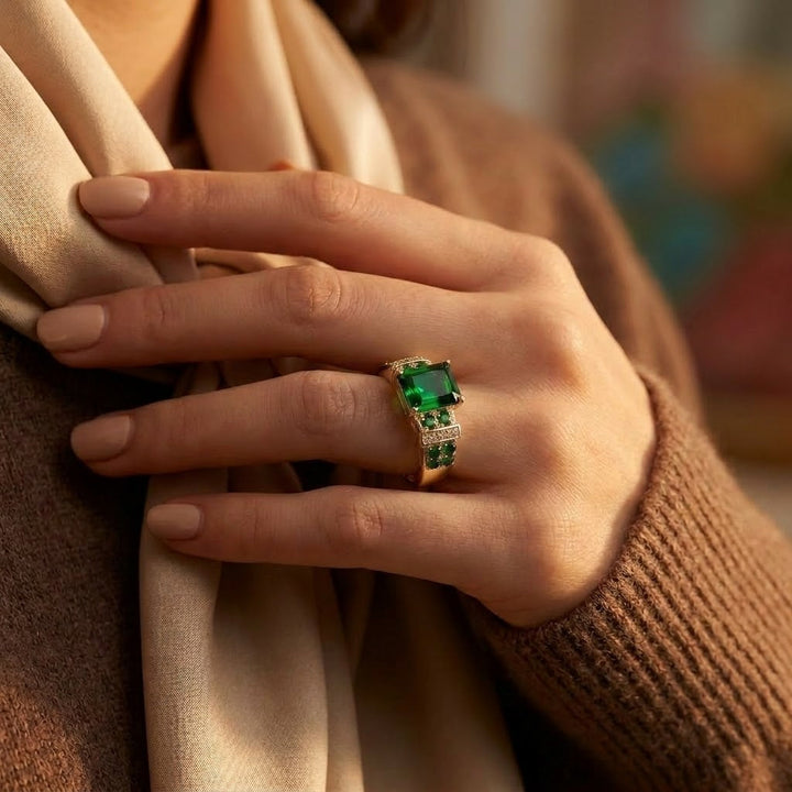 Multi-Stone Emerald and Gold Ring