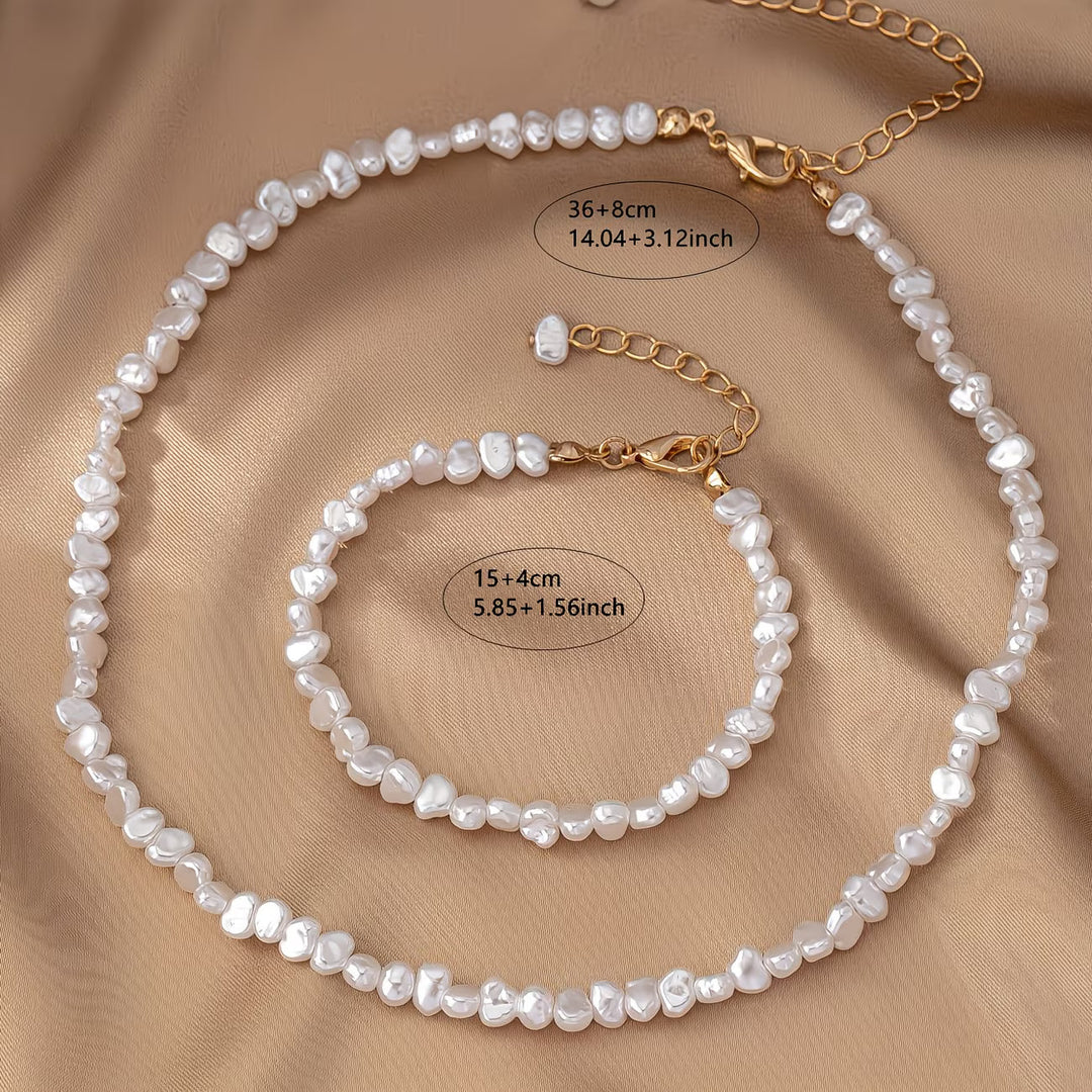 Baroque Pearl Necklace &amp; Bracelet Set