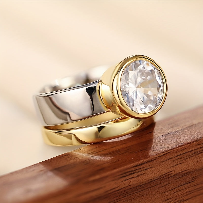 Ensemble de Bagues Solitaires Ronde Luxe