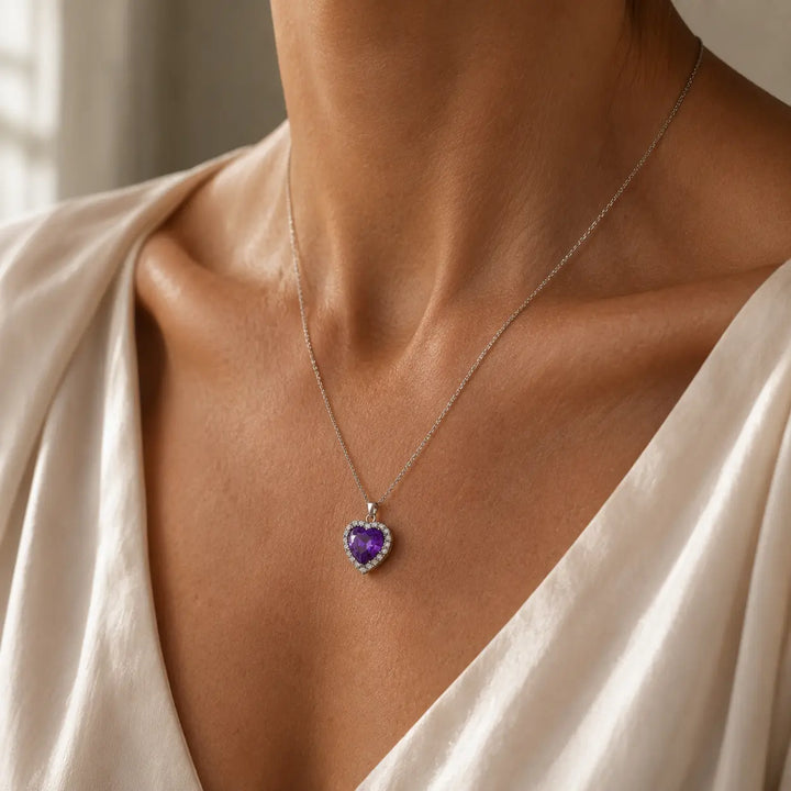 Heart-Shaped Halo Pendant Necklace