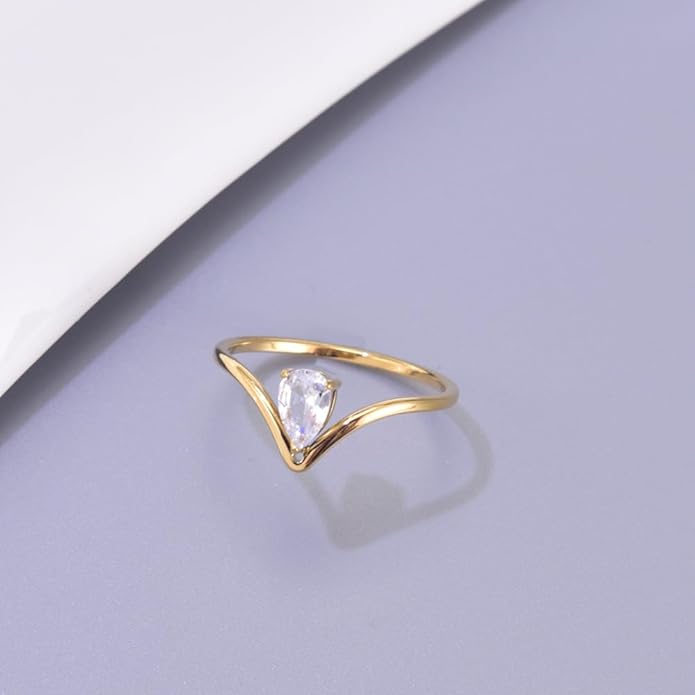 Bague Incrustée en Forme de Goutte d&