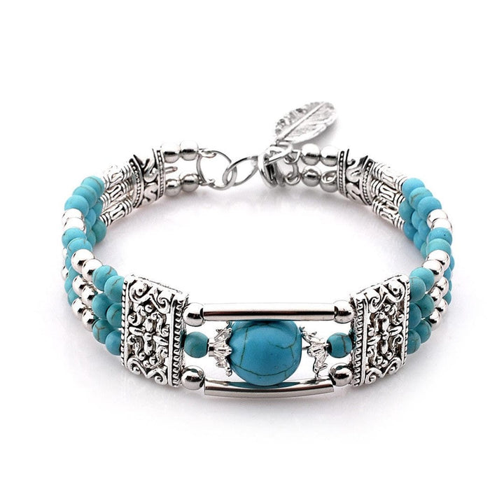 Bracelet en argent antique avec pierre turquoise