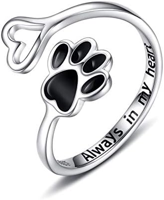 Bague Artisanale Patte et Cœur – Argent Sterling 925 Ajustable