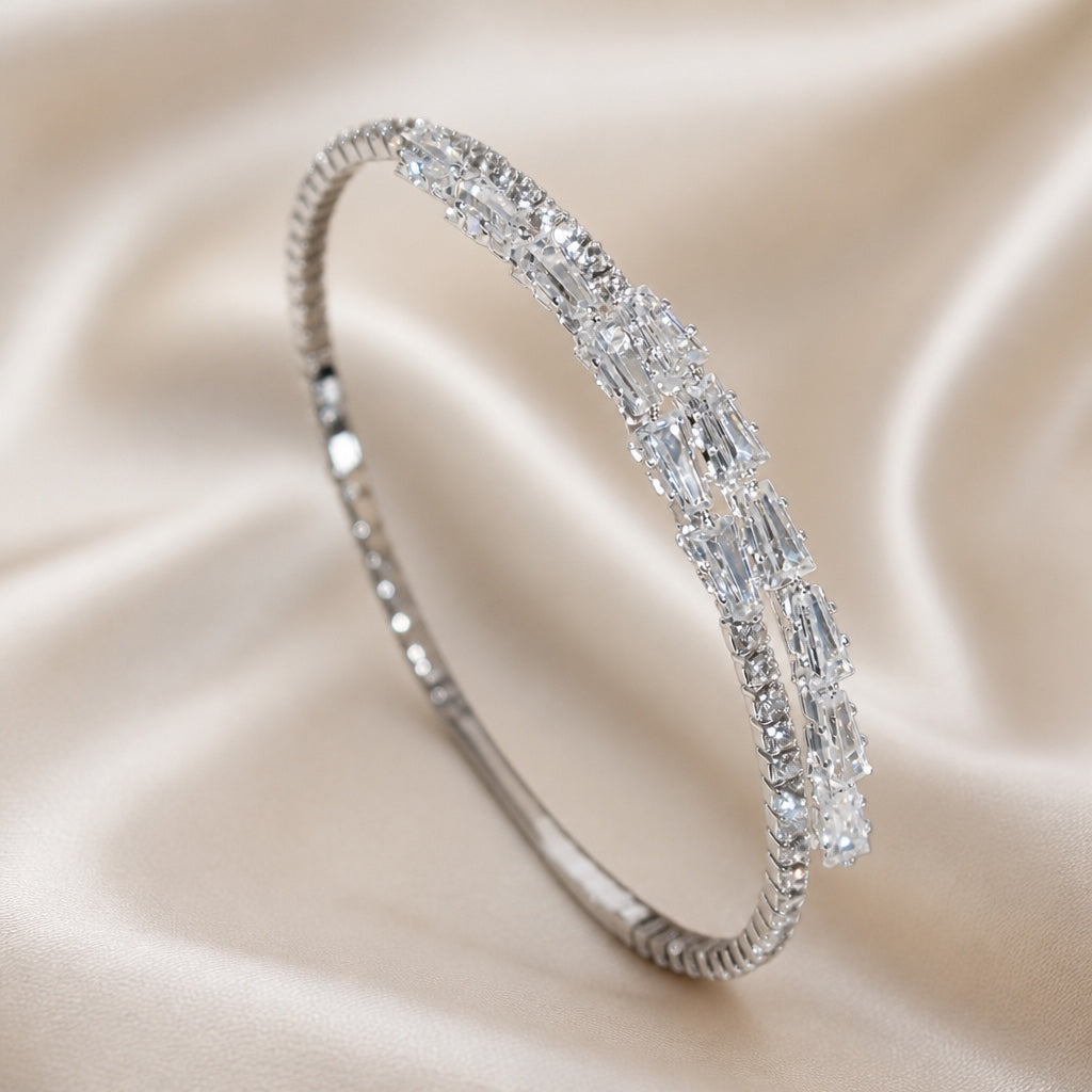 Bracelet Classique en Or Blanc avec Zircon Cubique